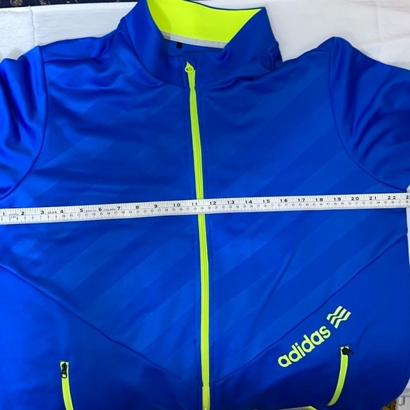 2/49$ Men’s Adidas full zip neon yellow & blue‎ sport Golf Jacket Sz Large - Picture 4 of 11
